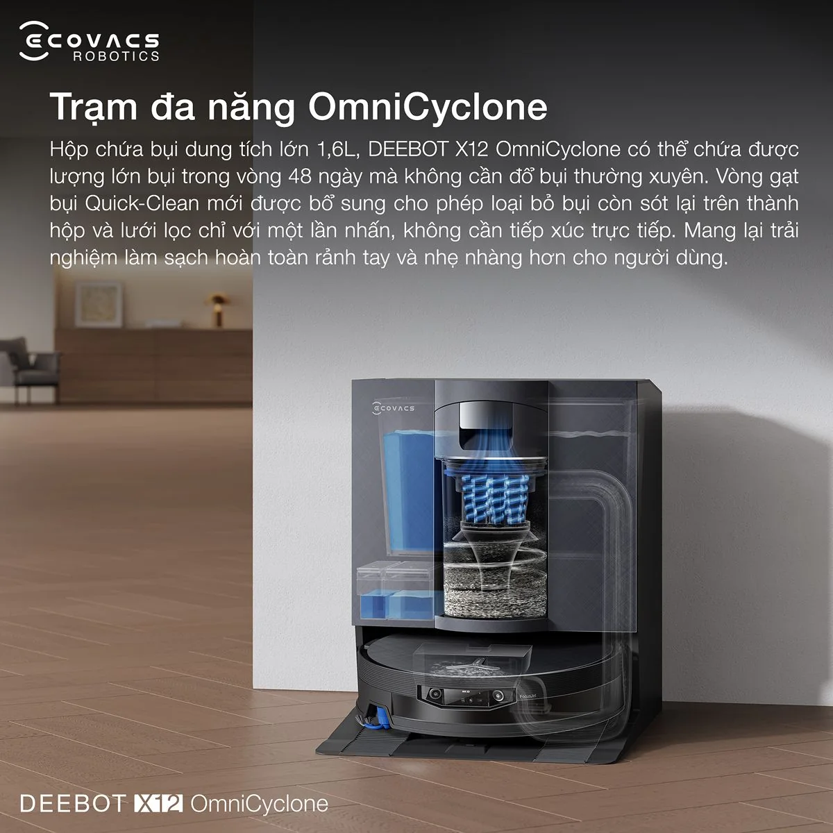 Robot hút bụi Ecovacs DEEBOT X12 OmniCyclone - hình minh họa 1