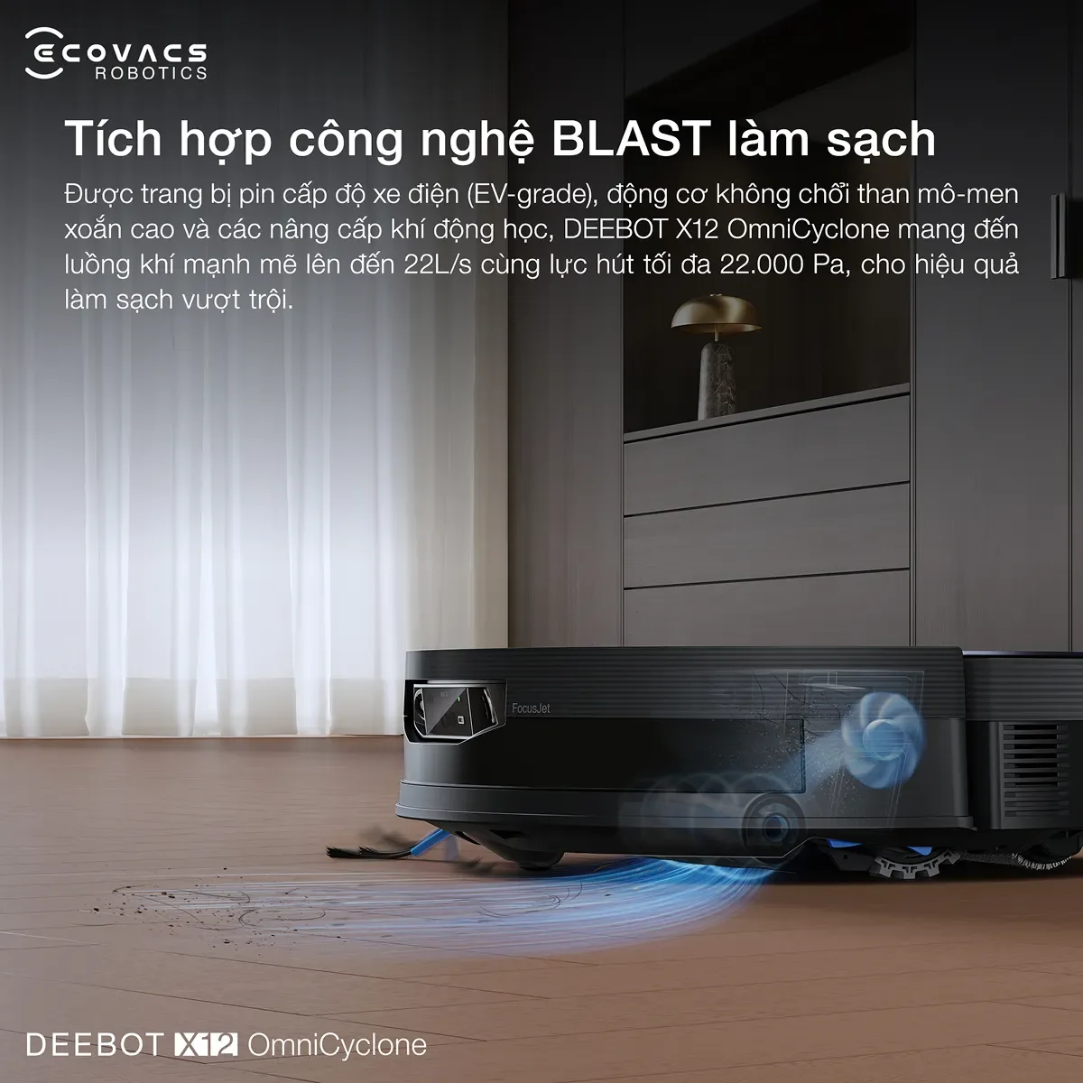 Robot hút bụi Ecovacs DEEBOT X12 OmniCyclone - hình minh họa 9