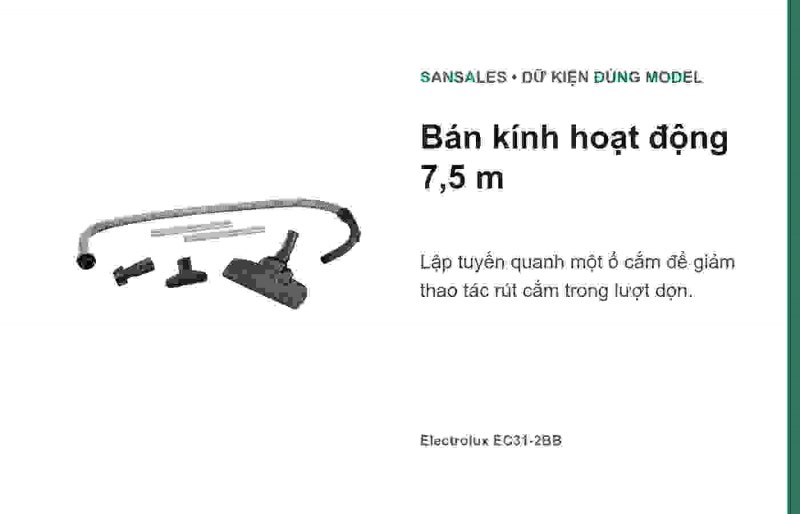 Hai đoạn ống kim loại Electrolux EC31-2BB