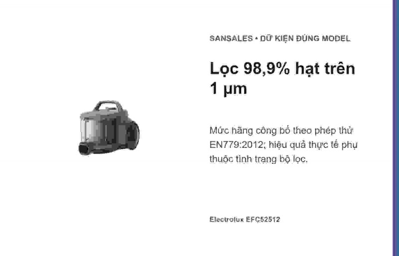 Hộp bụi 2 lít trên Electrolux EFC52512