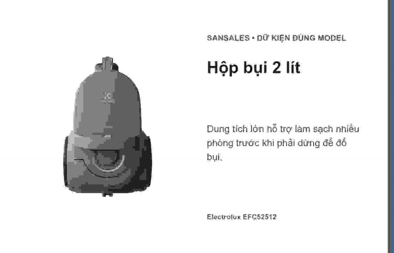 Dây điện và bánh xe lớn của Electrolux EFC52512