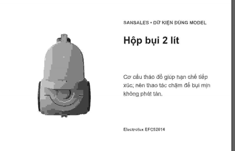 Đầu Turbo Electrolux EFC52614 dùng riêng theo vùng vải