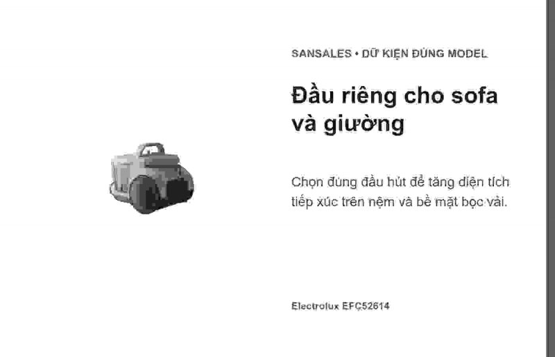 Hai trục lăn trên đầu hút giường sofa Electrolux EFC52614