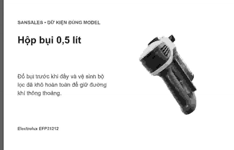 Electrolux EFP31212 chuyển sang máy hút bụi cầm tay