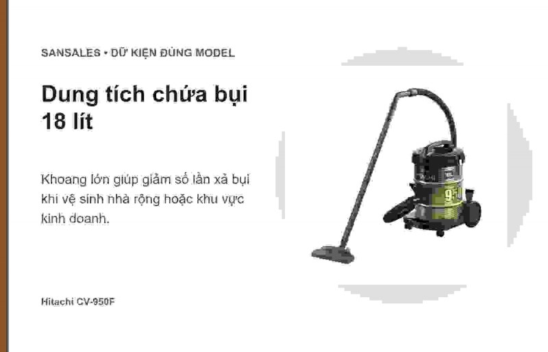 Máy hút bụi thùng Hitachi CV-950F 18 lít