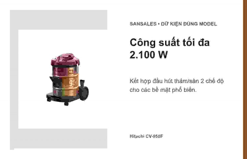 Thùng bụi 18 lít Hitachi CV-950F