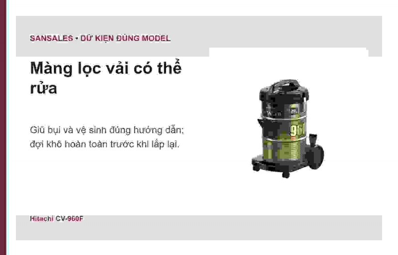 Kích thước thân Hitachi CV-960F