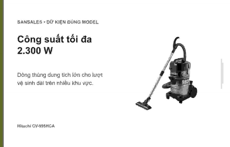 Máy hút bụi Hitachi CV-995HCA 2.300 W