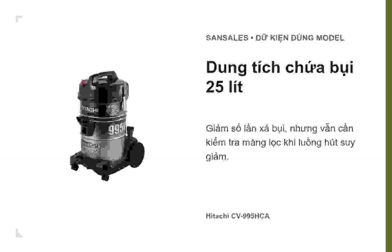 Thùng bụi đường kính 330 mm Hitachi CV-995HCA
