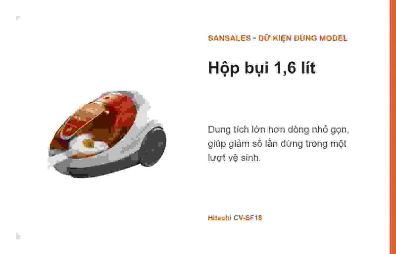 Đầu hút thảm sàn hai bước Hitachi CV-SF18