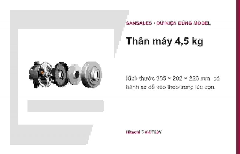 Chổi bụi và đầu khe Hitachi CV-SF20V