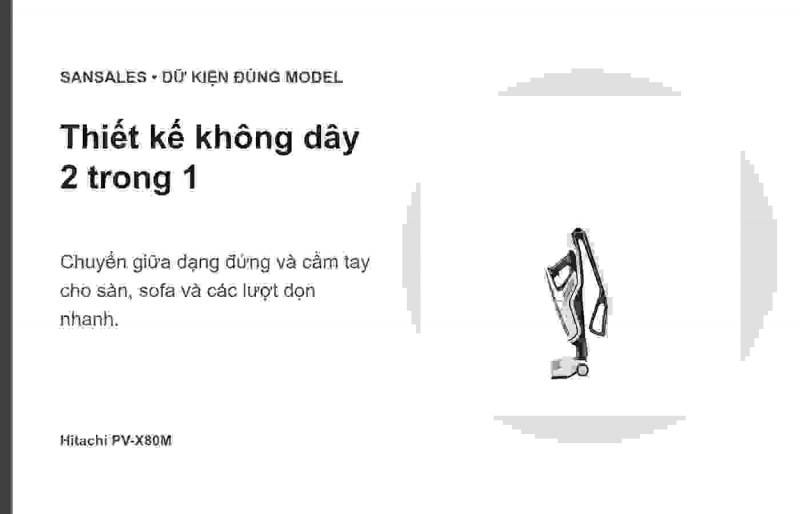Máy hút bụi không dây Hitachi PV-X80M màu trắng