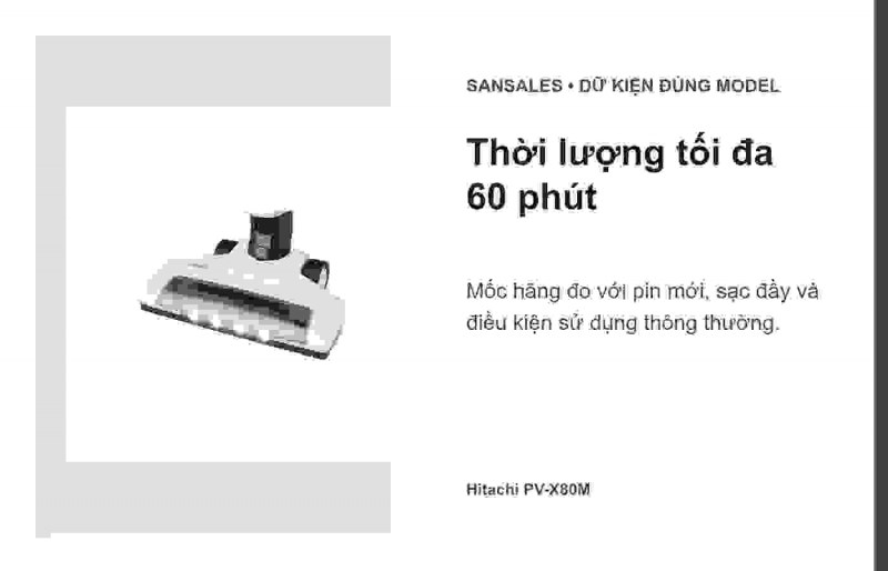 Hitachi PV-X80M ở trạng thái máy đứng