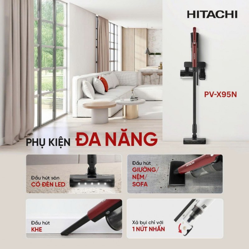 Hitachi PV-X95N - Chia bộ phụ kiện thành bốn công việc rõ ràng