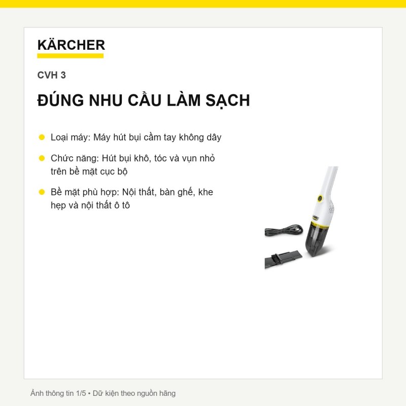 Máy hút bụi cầm tay Kärcher CVH 3 mã 1.198-354.0