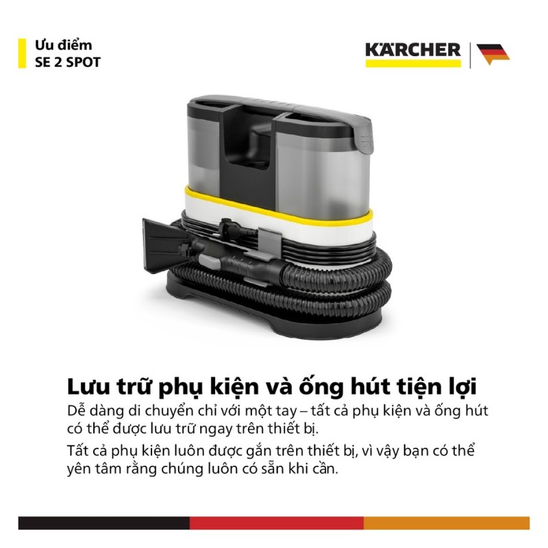 Karcher SE 2 Spot - Cuộn ống 1,8 m và dây 4,5 m thành một vòng làm việc gọn
