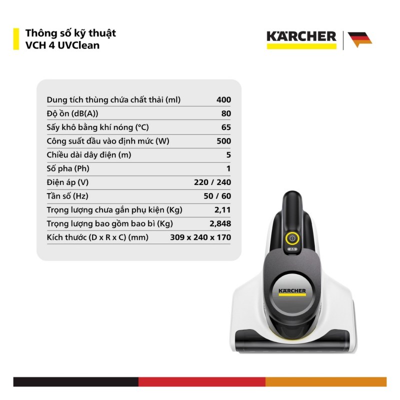 Karcher VCH 4 UVClean - Karcher VCH 4 UVClean: đọc bảng thông số trước khi quyết định vị trí sử dụng