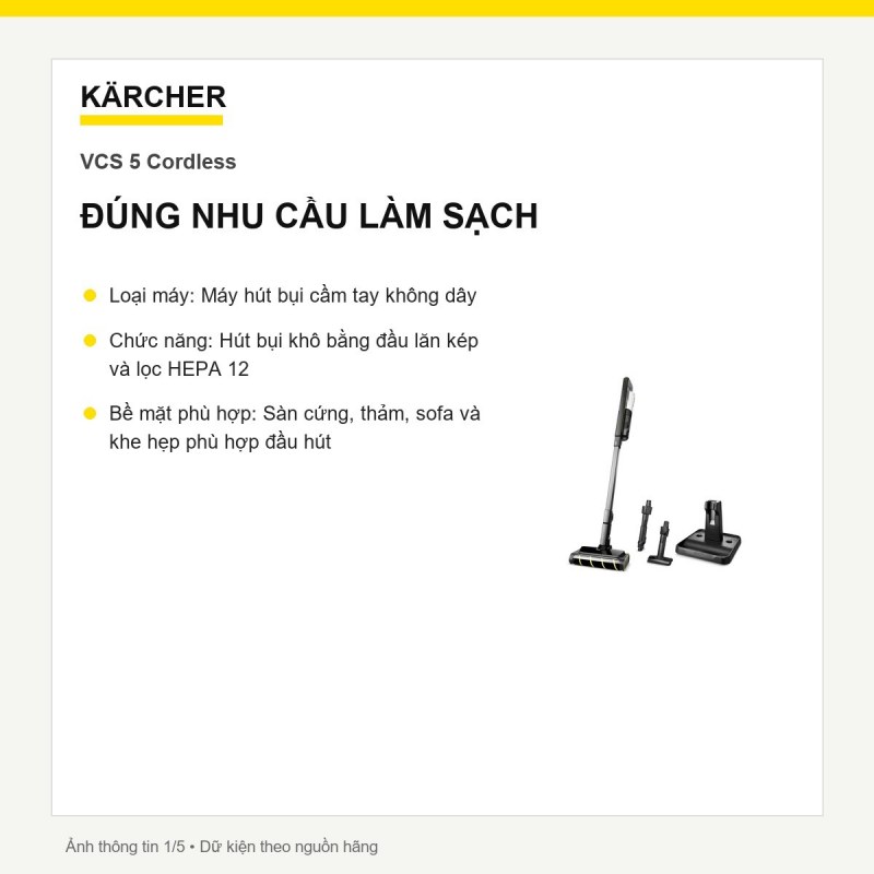 Máy hút bụi không dây Kärcher VCS 5 Cordless