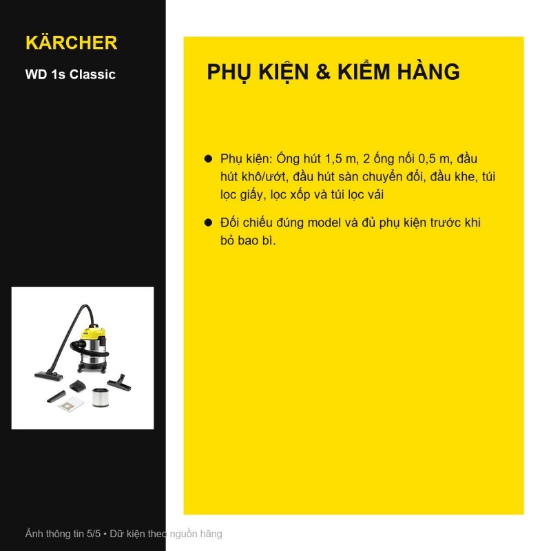 Kho phụ kiện Kärcher WD 1s Classic