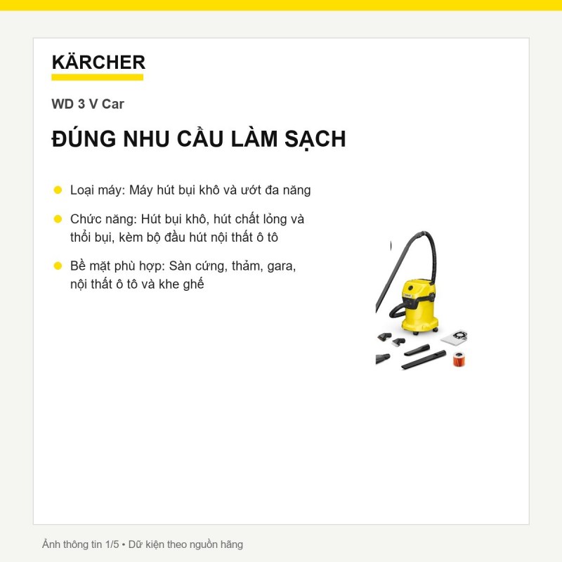 Máy hút bụi ô tô Kärcher WD 3 V Car