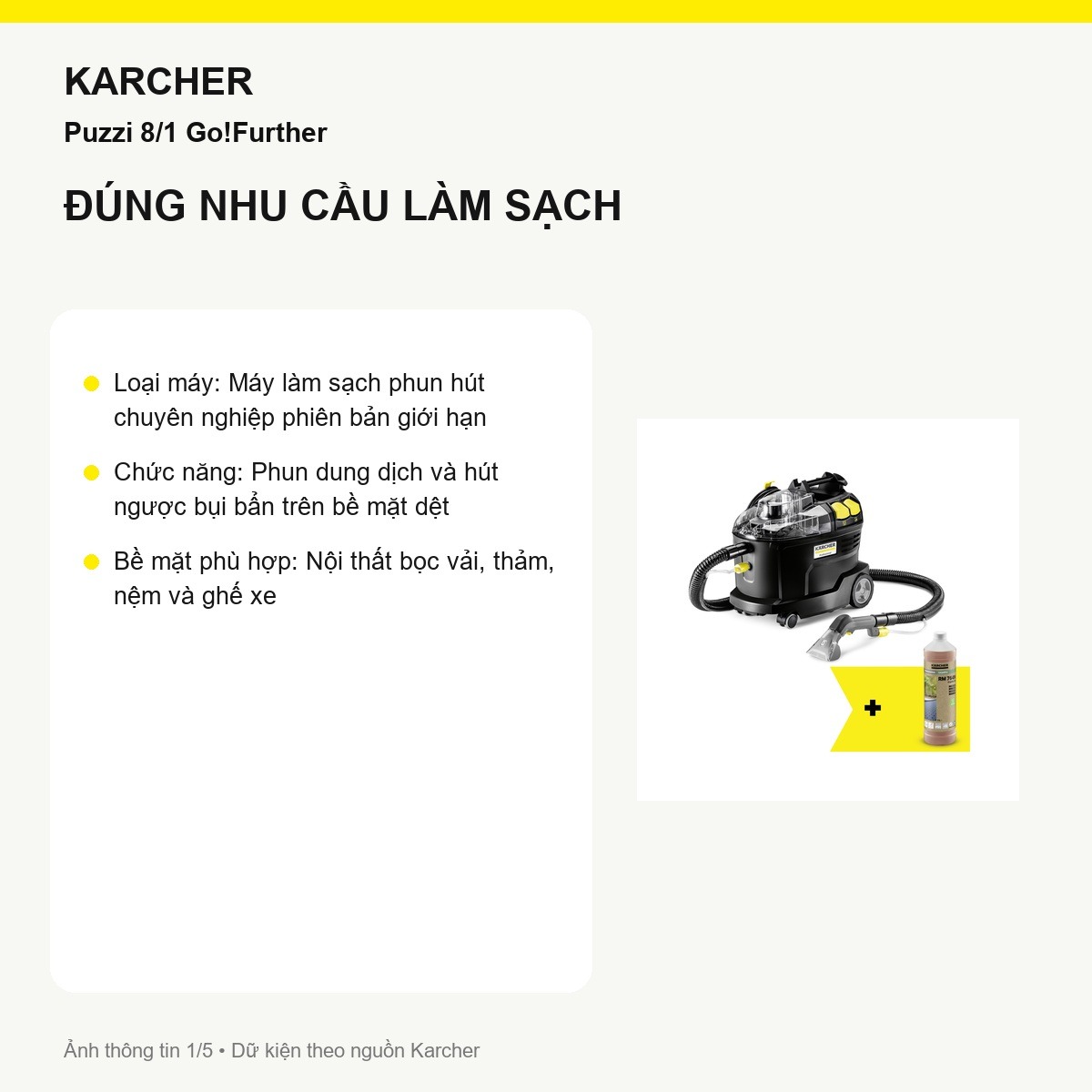Máy phun hút Kärcher Puzzi 8/1 Go!Further