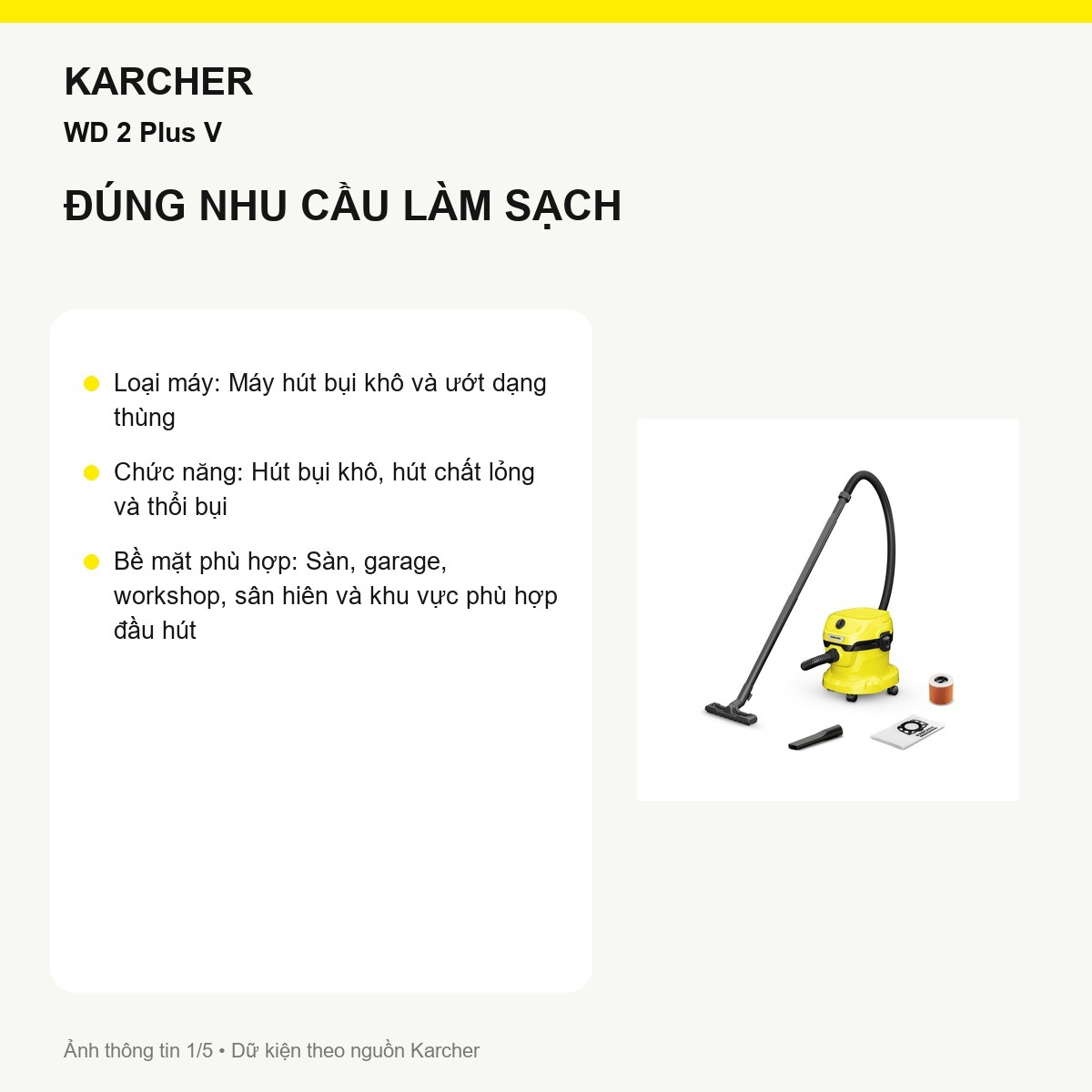 Máy hút bụi khô và ướt Kärcher WD 2 Plus V