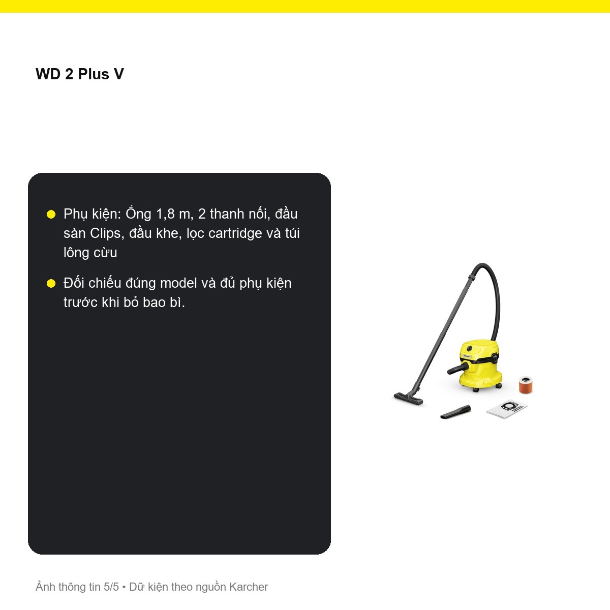 Vị trí cất phụ kiện Kärcher WD 2 Plus V