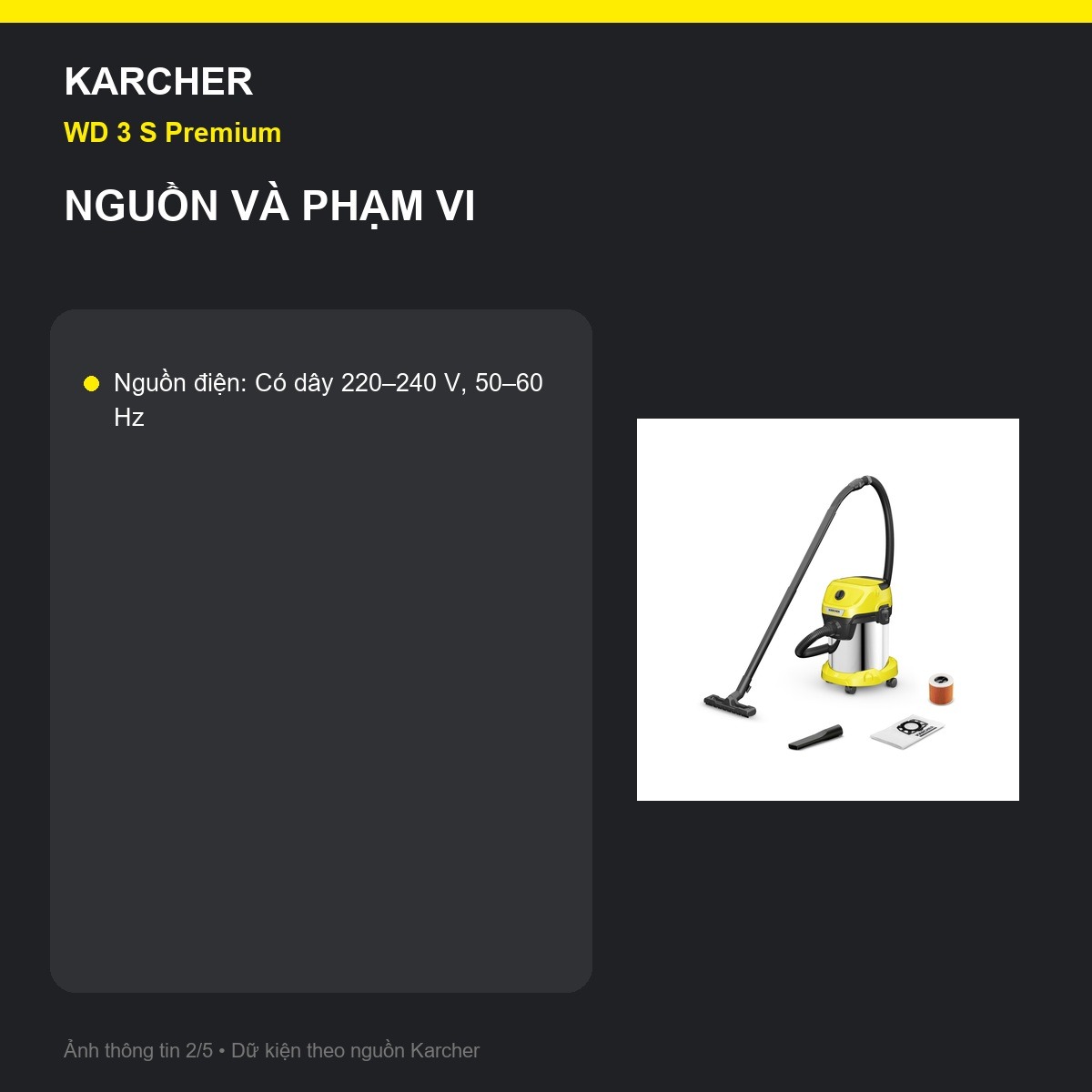 Vị trí đỗ tay cầm Kärcher WD 3 S Premium