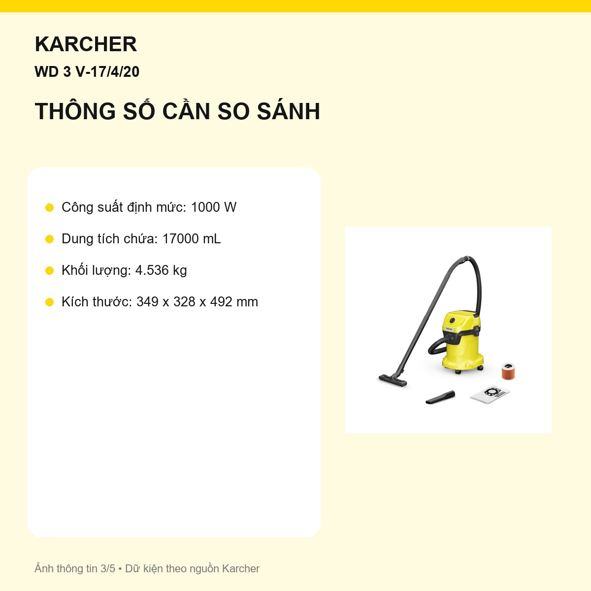 Hút chất lỏng Kärcher WD 3 V-17/4/20