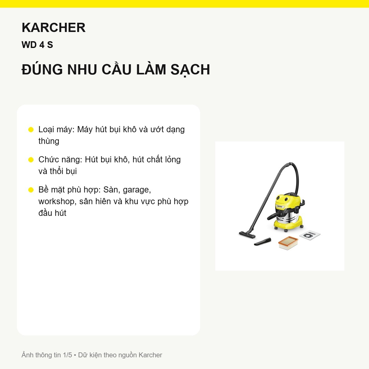 Máy hút bụi khô và ướt Kärcher WD 4 S