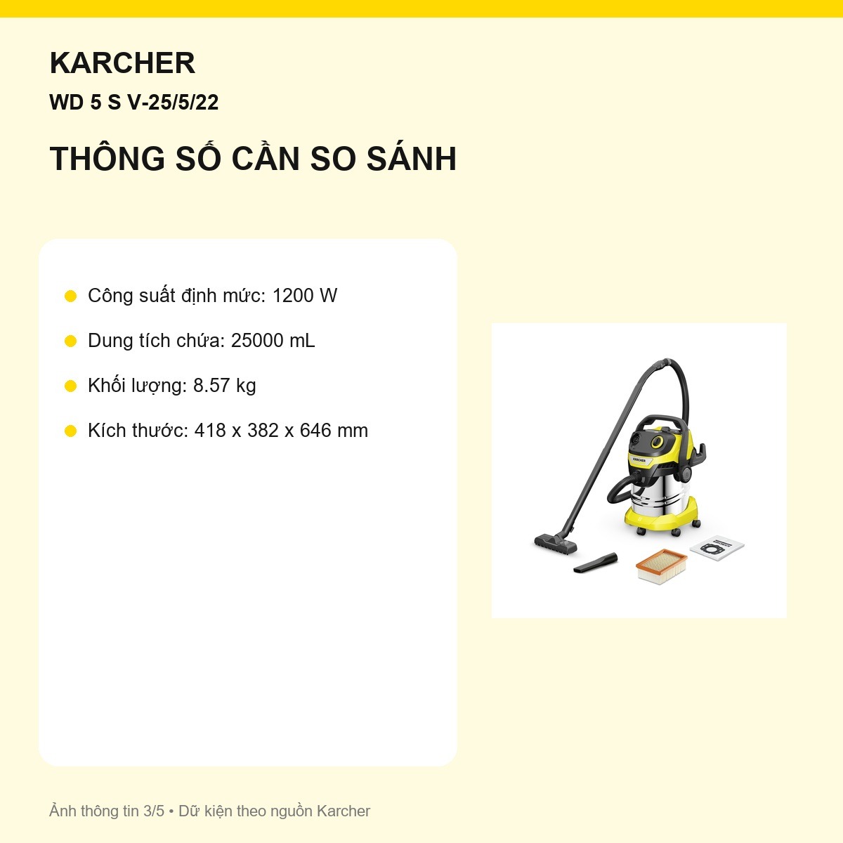 Cassette lọc phẳng Kärcher WD 5 S V-25/5/22