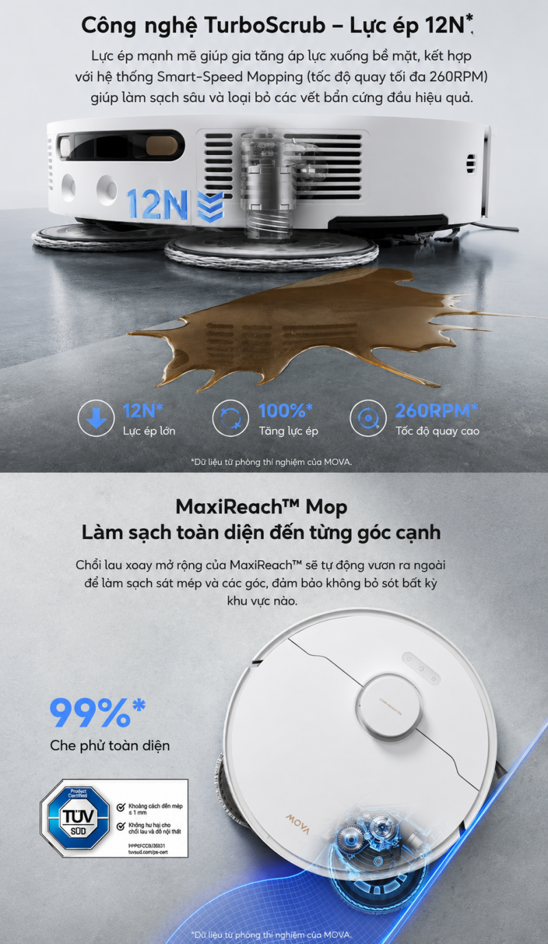 Chổi cạnh MaxiReach của MOVA E50 Pro Ultra