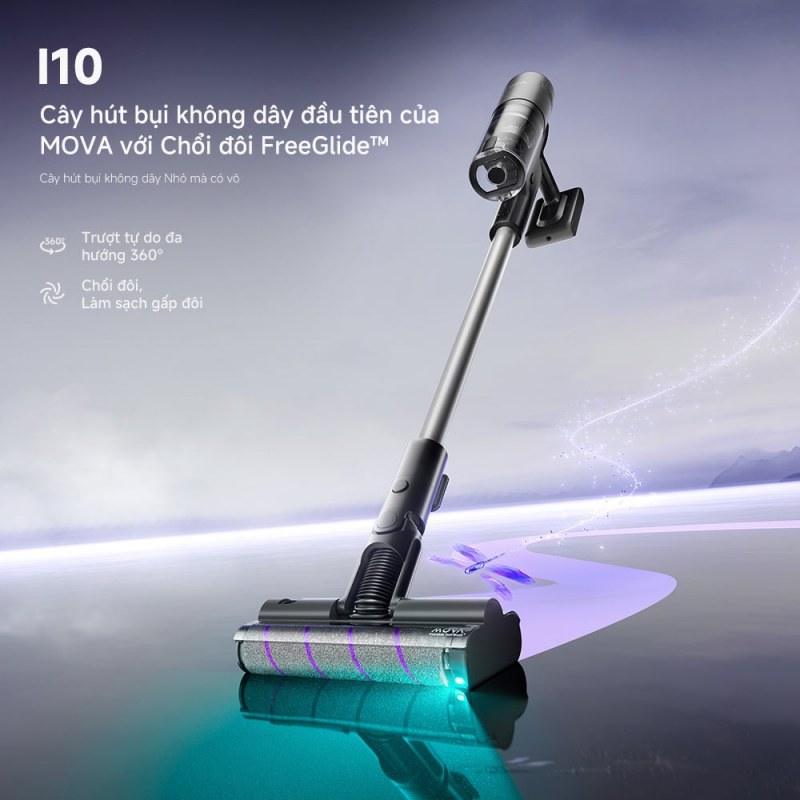 Toàn bộ máy hút khô MOVA I10 với chổi đôi FreeGlide