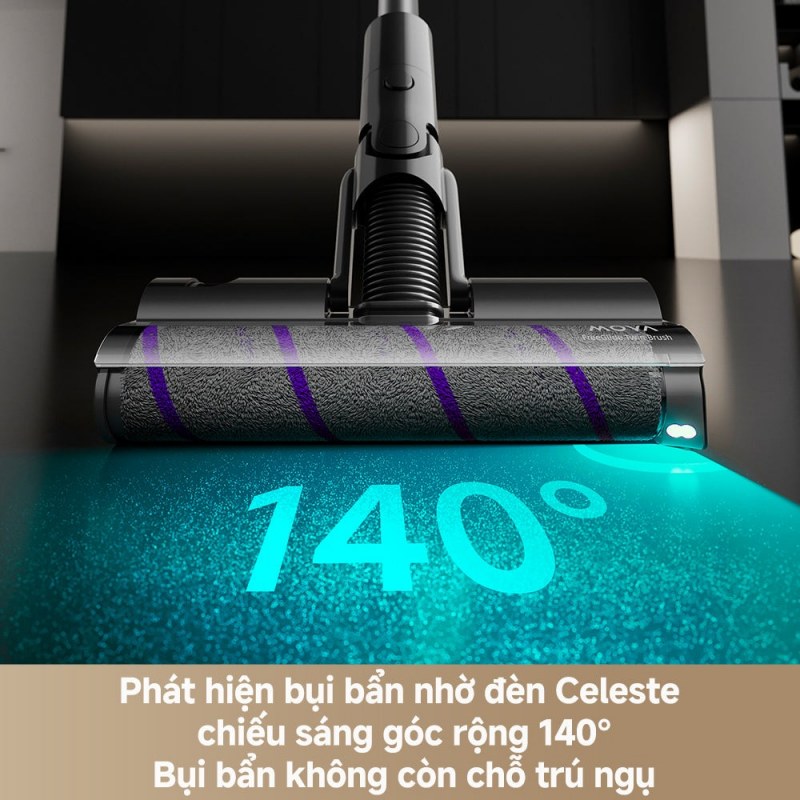 Đèn Celeste trên MOVA I10 minh họa góc chiếu 140 độ