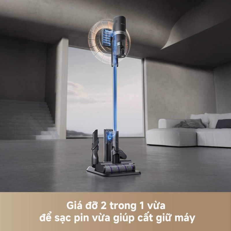 Giá đỡ sạc và cất giữ hai trong một của bộ MOVA I10 được minh họa