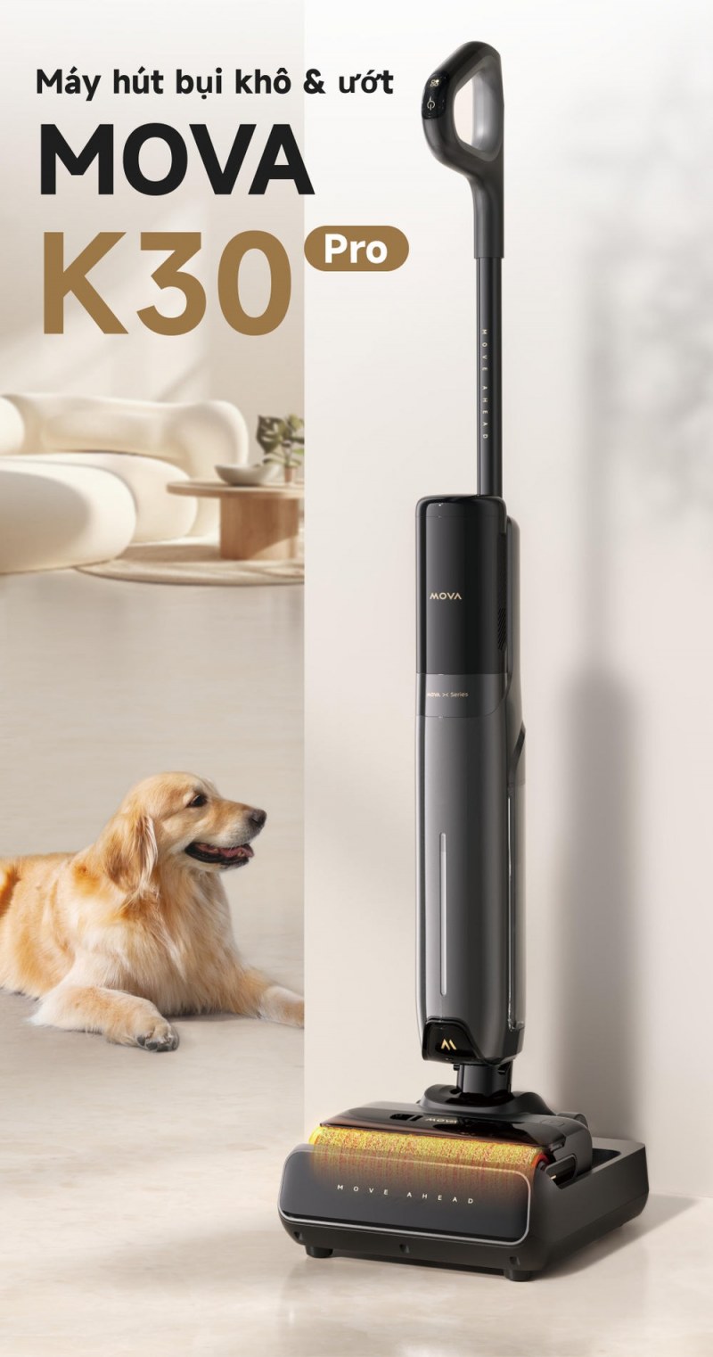 MOVA K30 Pro đặt tại đế sau lượt hút lau