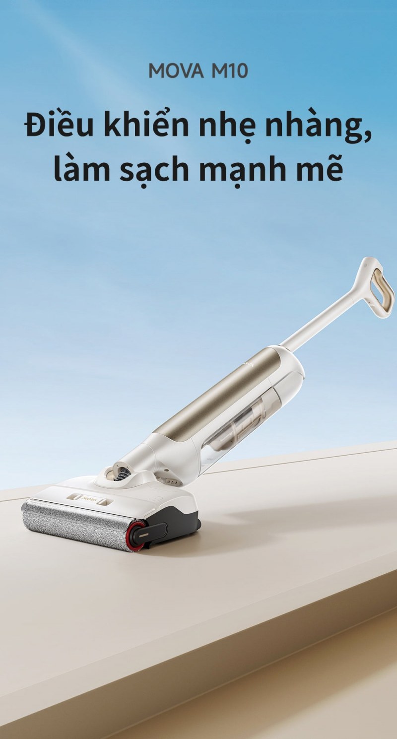 Thiết kế máy hút lau MOVA M10 màu trắng vàng