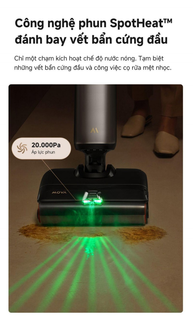 Vị trí phun SpotHeat trên đầu MOVA X4 Pro