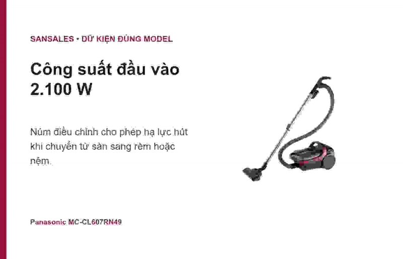 Panasonic MC-CL607RN49 màu đỏ Ruby và bộ phụ kiện