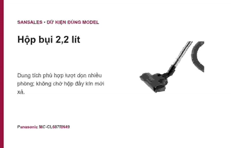 Hộp bụi 2,2 lít Panasonic MC-CL607RN49