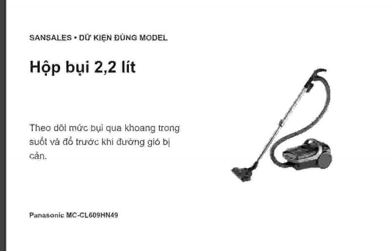 Tín hiệu cảm biến bụi trên đầu nệm Panasonic MC-CL609HN49