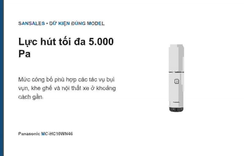 Máy hút bụi cầm tay Panasonic MC-HC10WN46 màu trắng