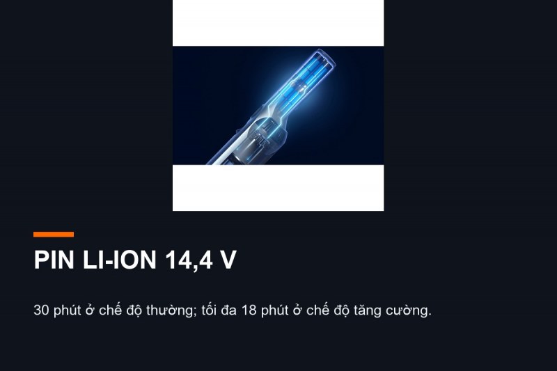 Pin Li-ion 14,4 V của Philips XC4201/01 với thời gian 30 phút thường và 18 phút tăng cường