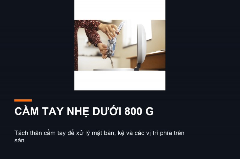 Phần cầm tay Philips XC4201/01 nhẹ dưới 800 g khi dọn mặt bàn và kệ