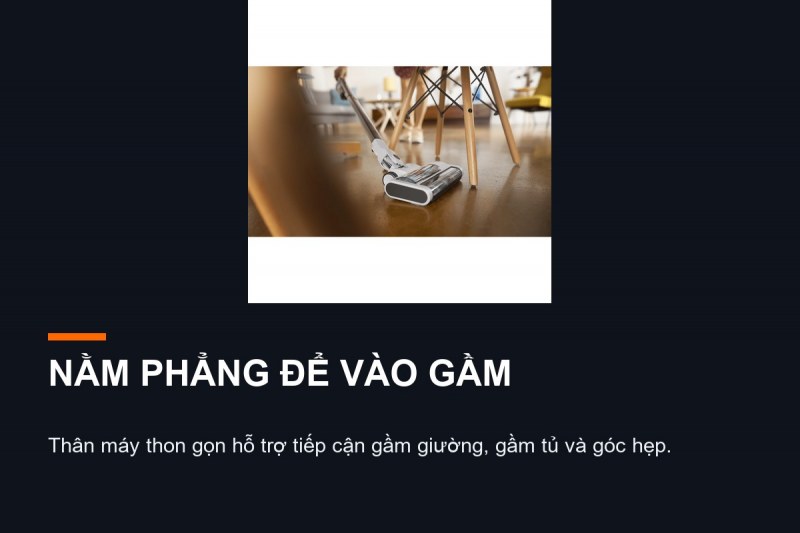 Philips XC4201/01 nằm phẳng để tiếp cận gầm giường và gầm tủ