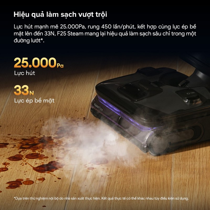 Roborock F25 Steam - VaporFlow 180°C cần được hiểu ở đúng vị trí đo