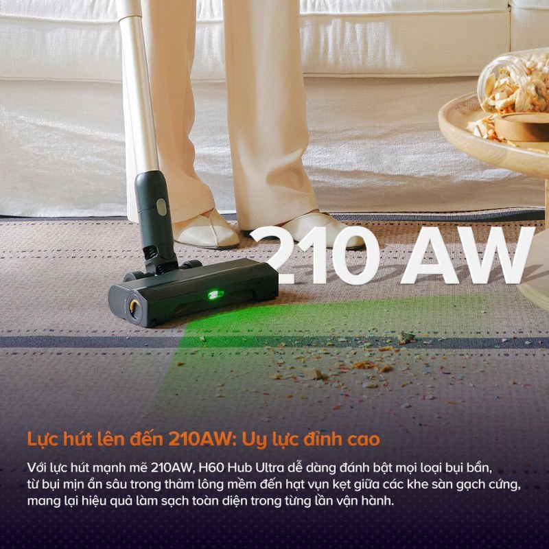 Roborock H60 Hub Ultra - Khoản nâng cấp 40 AW cần được gắn vào một bề mặt cụ thể