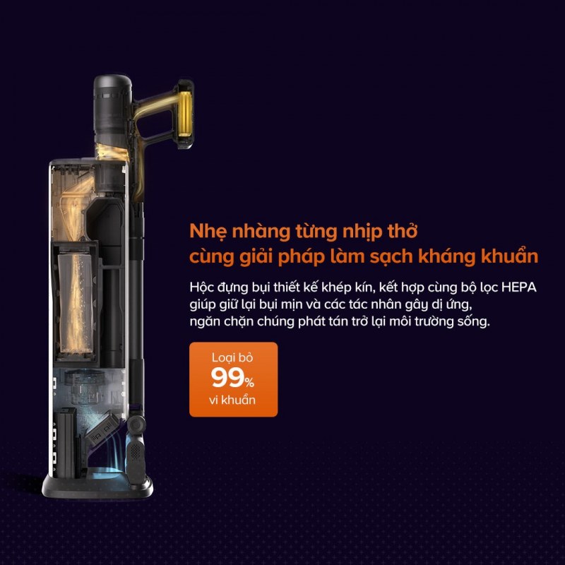 Roborock H60 Hub Ultra - Hộp 500 mL, cyclone và HEPA vẫn cần lịch riêng ngoài túi