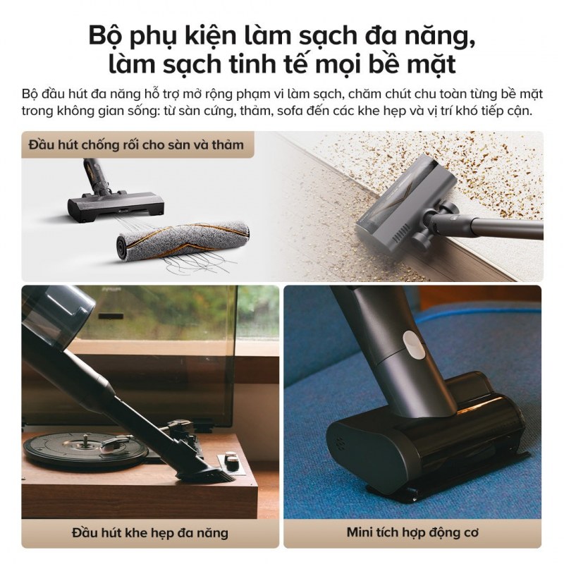 Roborock H60 Ultra - Đầu sàn 7.200 nhịp/phút dành cho diện tích, không dành cho mọi bề mặt