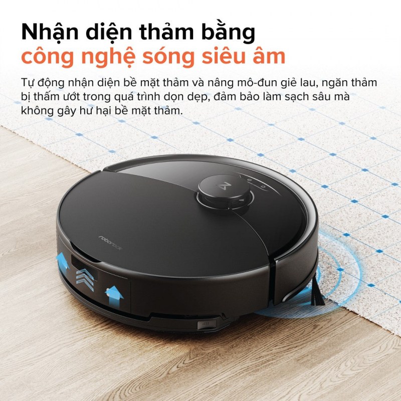 Roborock Q10 VF Plus nhận diện thảm bằng sóng siêu âm
